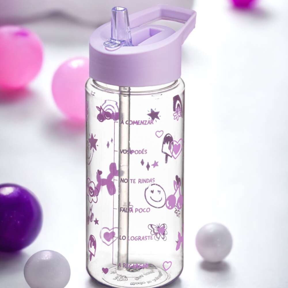 botella motivacional lila