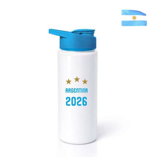 BOTELLA RECTA BLANCA Y CELESTE ARGENTINA SPORT